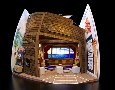 Projeto 3D — Stand ERASMUS | Bienal do Livro Rio 2025 - 27m²
